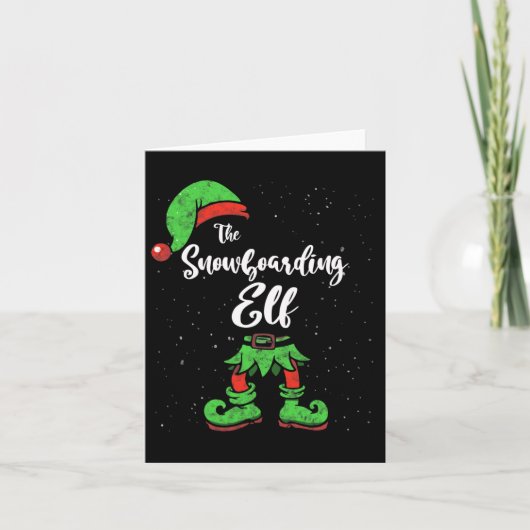 Snowboarding Elf Matching Family Kerstmis Pajama Kaart (Voorkant)