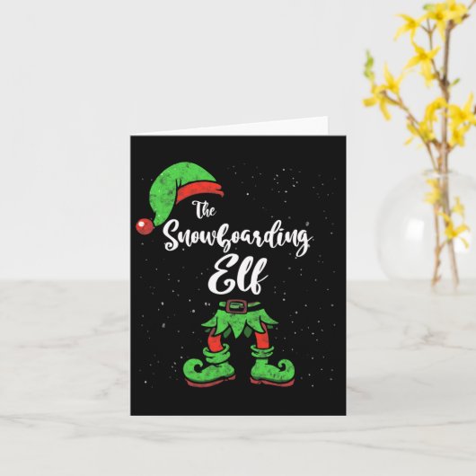 Snowboarding Elf Matching Family Kerstmis Pajama Kaart (Gele Bloem)