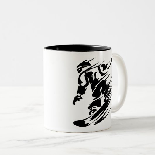 Snowboarding Extreme Sports Tweekleurige Koffiemok (Voorkant rechts)