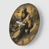Snowboarding Funny Mona Lisa Snowboarder Gift Grote Klok (Hoek)