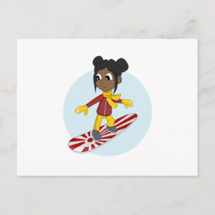 Snowboarding girl cartoon briefkaart