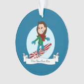 Snowboarding girl cartoon ornament (voorkant)