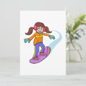 Snowboarding Girl Kaart (Staand voorkant)