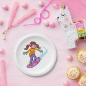 Snowboarding Girl Papieren Bordje (Feest)