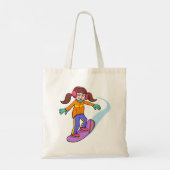 Snowboarding Girl Snow Fun Canvas tas (Achterkant)