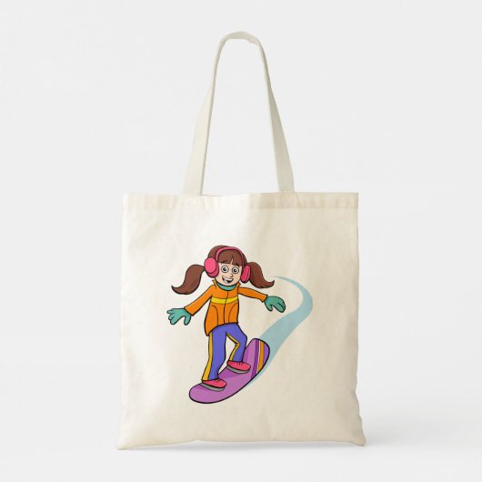Snowboarding Girl Snow Fun Canvas tas (Achterkant)