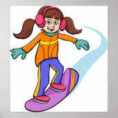 Snowboarding Girl Snow Fun Poster (Voorkant)