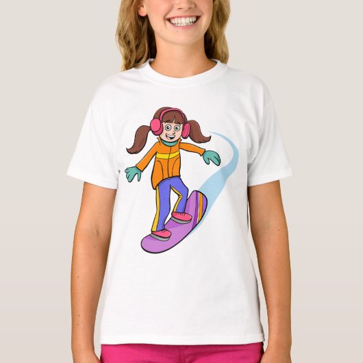 Snowboarding Girl Snow Fun T-Shirt (Voorkant)