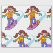 Snowboarding Girl Snow Fun Wrapping Paper Cadeaupapier (Vlak)