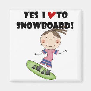 Snowboarding Girl Tshirts en Gifts Magneet