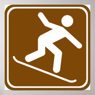 Snowboarding Highway Sign Poster