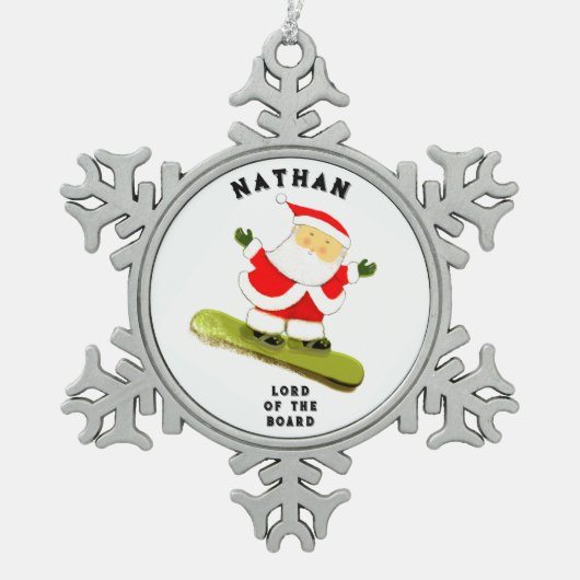 Snowboarding Holiday Tin Sneeuwvlok Ornament (Voorkant)