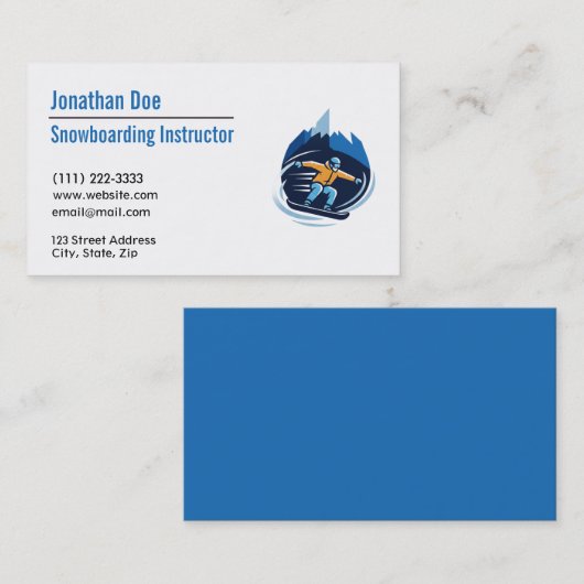 Snowboarding Instructor Business Card Visitekaartje (Voorkant / Achterkant)