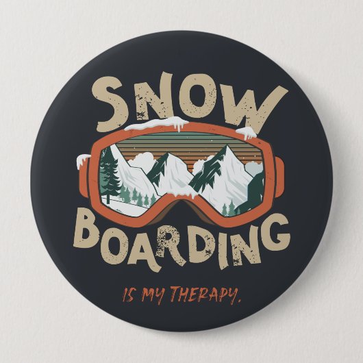 Snowboarding is mijn therapie - Winter Sport Ronde Button 4,0 Cm (Voorkant)