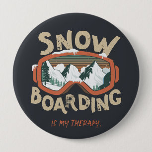 Snowboarding is mijn therapie - Winter Sport Ronde Button 4,0 Cm