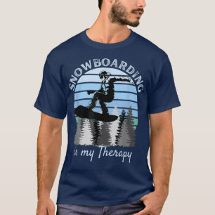 Snowboarding is My Therapy Cool Vintage Blue Sunse T-shirt