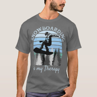 Snowboarding is My Therapy Cool Vintage Blue Sunse T-shirt