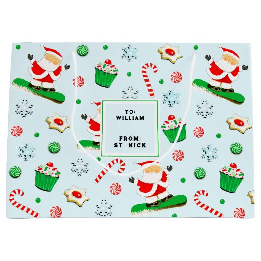 Snowboarding Kerstfeestdag Groot Cadeauzakje (Voorkant)