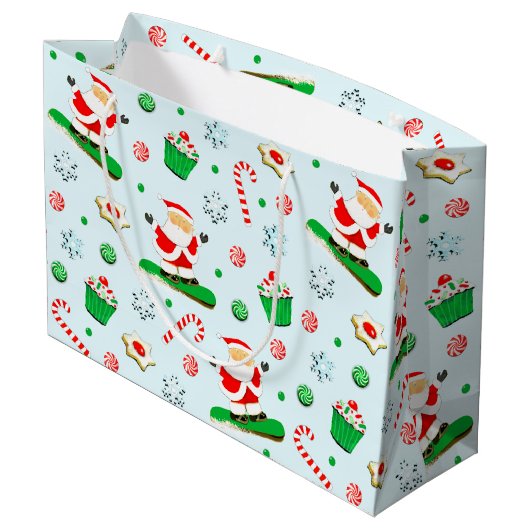 Snowboarding Kerstfeestdag Groot Cadeauzakje (Achterkant Gekanteld)