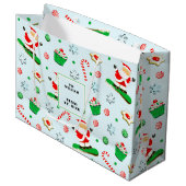 Snowboarding Kerstfeestdag Groot Cadeauzakje (Voorkant Gekanteld)