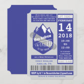 SNOWBOARDING LIFT TICKET Bar Mitzvah Uitnodiging (Voorkant / Achterkant)