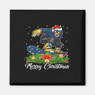 Snowboarding Lover Matching Santa Hat Snowboarding Magneet