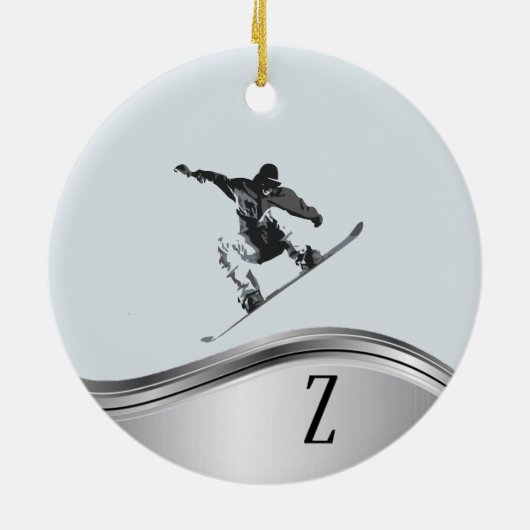Snowboarding Monogram Cadeaubon Snowboard Keramisch Ornament (Achterkant)
