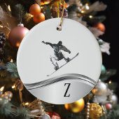 Snowboarding Monogram Cadeaubon Snowboard Keramisch Ornament