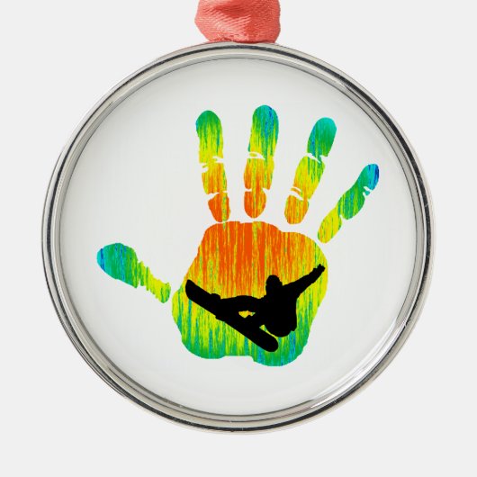 SNOWBOARDING PEAK 7 METALEN ORNAMENT (Voorkant)