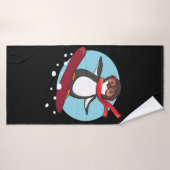 Snowboarding Penguin Badhanddoek (Badhanddoek)