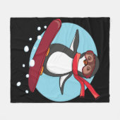 Snowboarding Penguin Fleece Deken (Voorkant (Horizontaal))