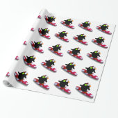 Snowboarding Penguin Gift Wrap Cadeaupapier (Uitgerold)
