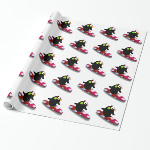 Snowboarding Penguin Gift Wrap Cadeaupapier