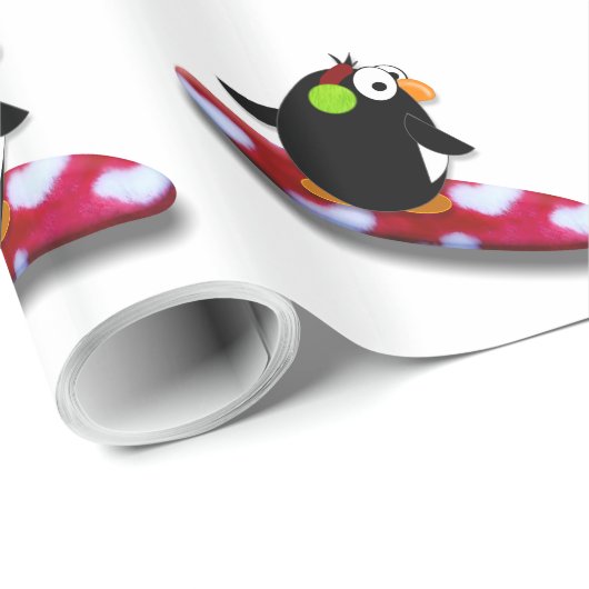 Snowboarding Penguin Gift Wrap Cadeaupapier (Rol Hoek)
