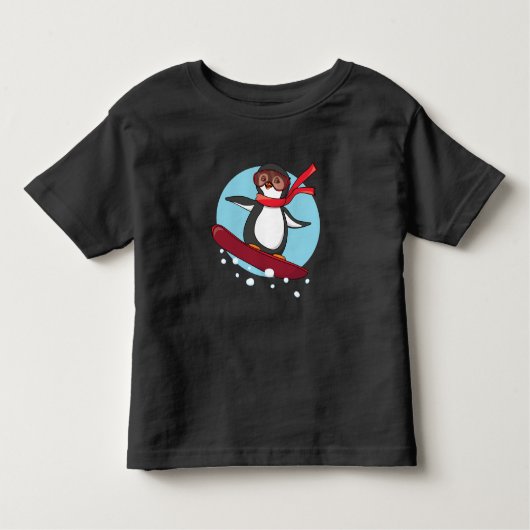 Snowboarding Penguin Kinder Shirts (Voorkant)