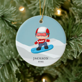 Snowboarding Persoonlijke Kerstmis Keramisch Ornament