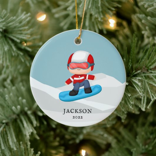 Snowboarding Persoonlijke Kerstmis Keramisch Ornament (Boom)