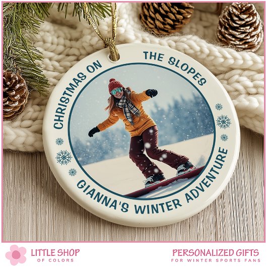 Snowboarding Polar Bear Custom Photo Keramisch Ornament