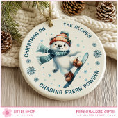 Snowboarding Polar Bear Custom Photo Keramisch Ornament