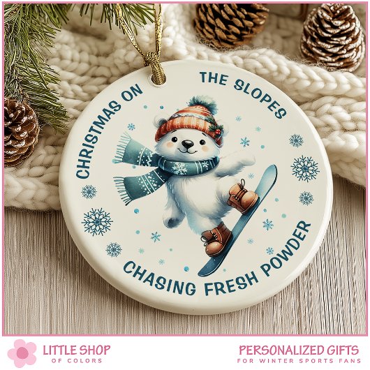 Snowboarding Polar Bear Custom Photo Keramisch Ornament
