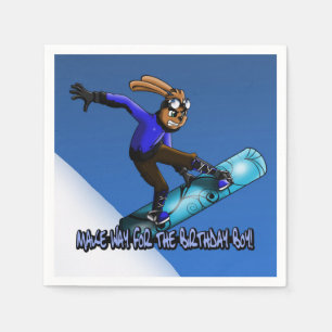 "Snowboarding Rabbit Birthday" Paper Napkin Servetten