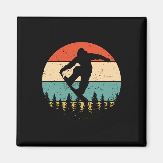 Snowboarding- Retro Snowboard Magneet (Voorkant)