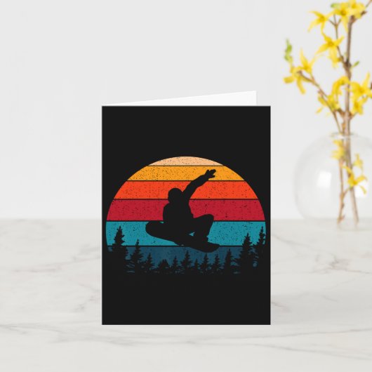 Snowboarding Retro Sunset Skier Kaart (Gele Bloem)