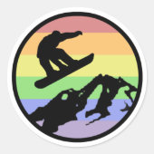 Snowboarding Ronde Sticker (Voorkant)