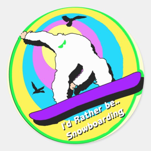 Snowboarding Ronde Sticker (Voorkant)