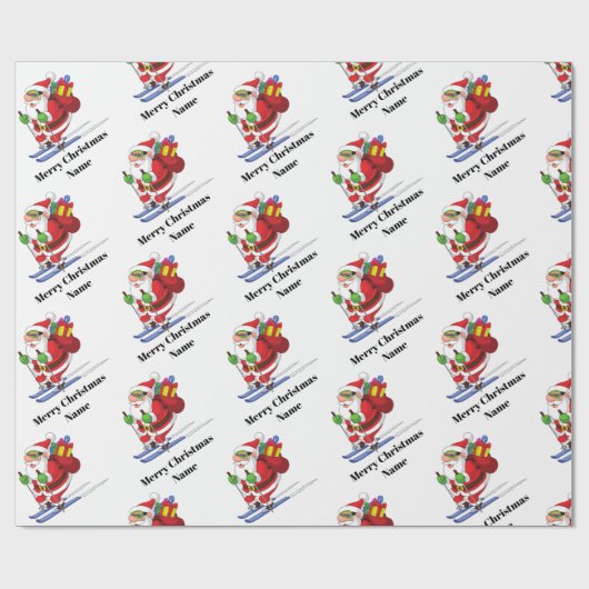 Snowboarding Santa Claus Pattern Personalized Xmas Cadeaupapier (Vlak)