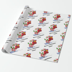 Snowboarding Santa Claus Pattern Personalized Xmas Cadeaupapier
