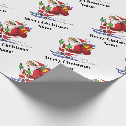 Snowboarding Santa Claus Pattern Personalized Xmas Cadeaupapier (Hoek)
