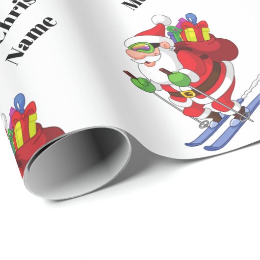 Snowboarding Santa Claus Pattern Personalized Xmas Cadeaupapier (Rol Hoek)