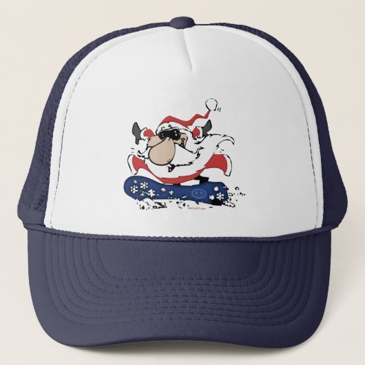 Snowboarding Santa Hat Trucker Pet (Voorkant)